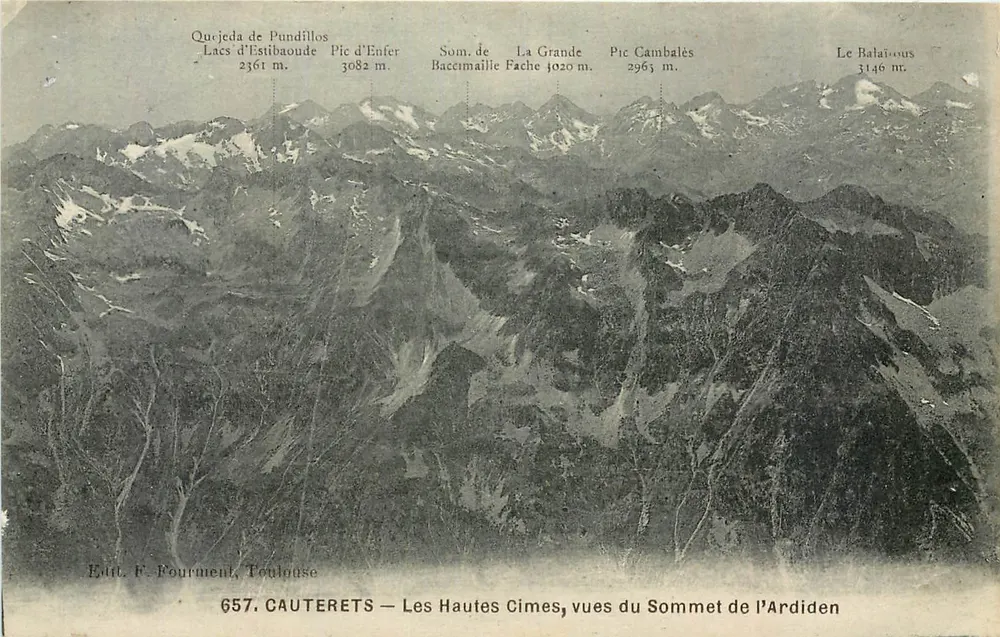 Die hohen Gipfel, Aussicht vom Gipfel des Ardiden — Cauterets — Verlag F. Pourment, Toulouse, Nr. 657 - Vorderseite