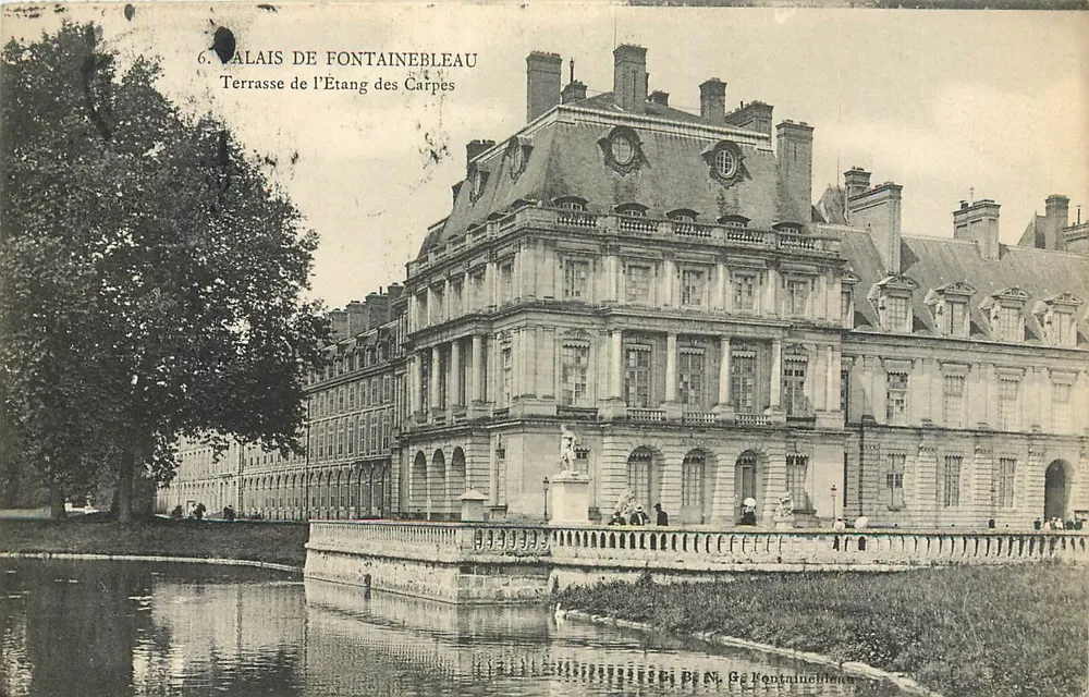 Schloss Fontainebleau — Terrasse des Karpfenteichs — Verlag G. Fontainebleau, n°6 - Vorderseite