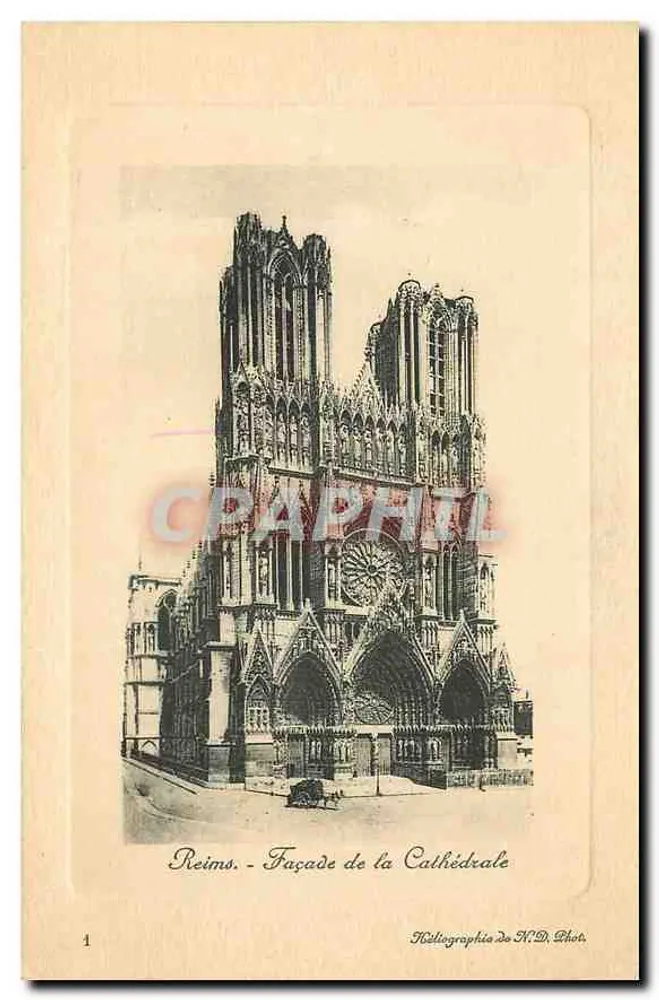 Reims - Fachada da Catedral — Héliographie de N.D. Phot. - Frente