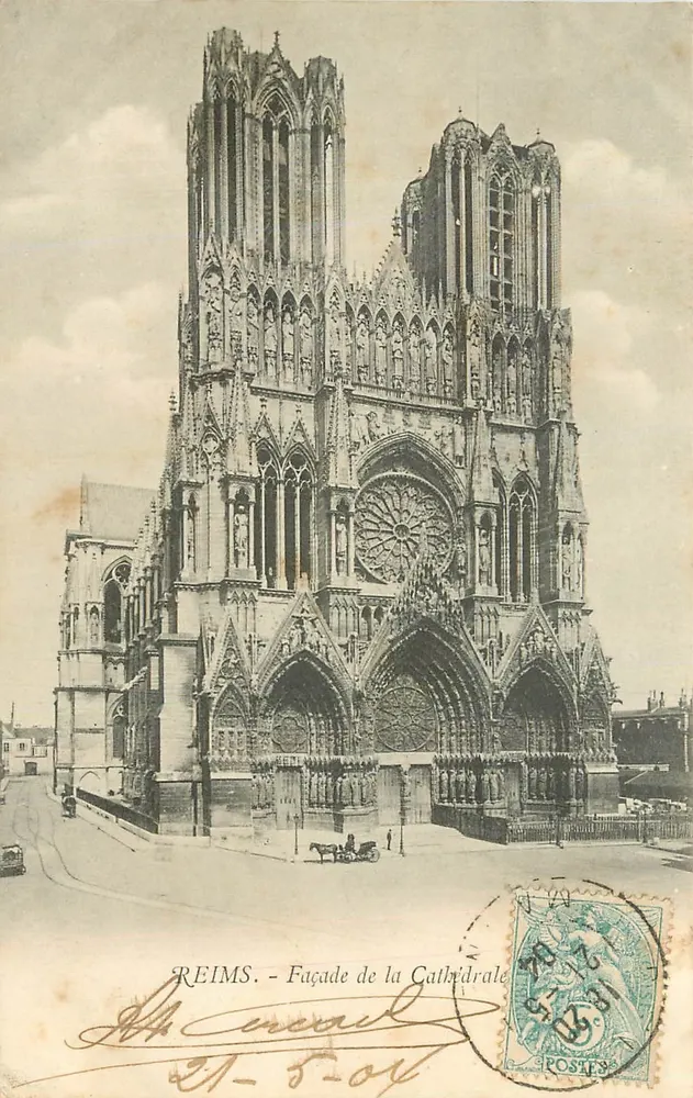 Reims — Fachada da Catedral — editor A. Crenard, n° 56 - Frente