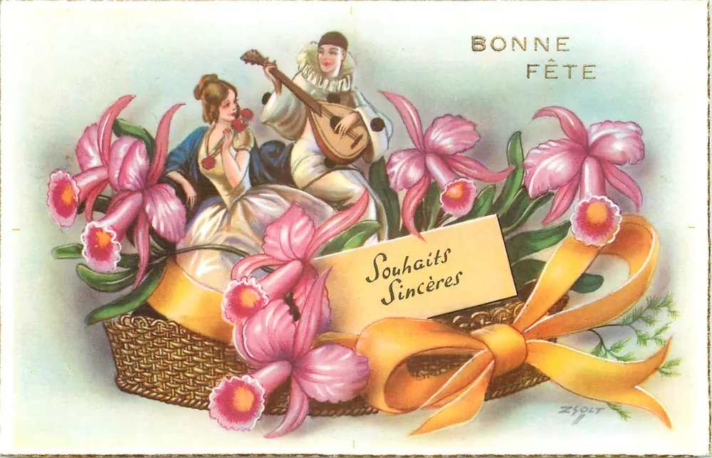 Bloemen en muzikanten — Gelukkige verjaardag — Zsolt - Voorkant