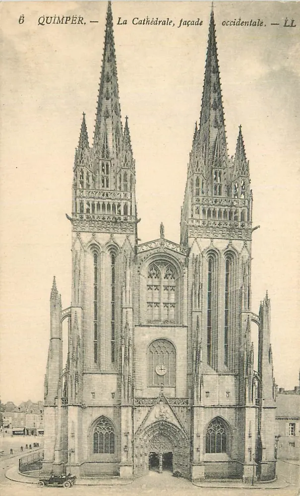 Quimper — A Catedral, fachada ocidental — LL - Frente