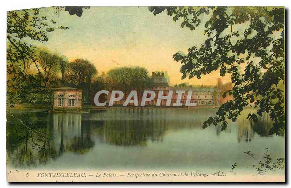 Fontainebleau — Das Schloss. — Perspektive des Schlosses und des Teichs. — LL. - Vorderseite