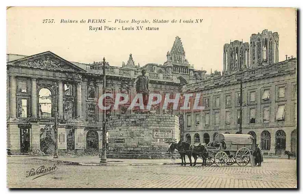 Reims — Place Royale, Statue de Louis XV — La Bonnais, n°2757 - Recto