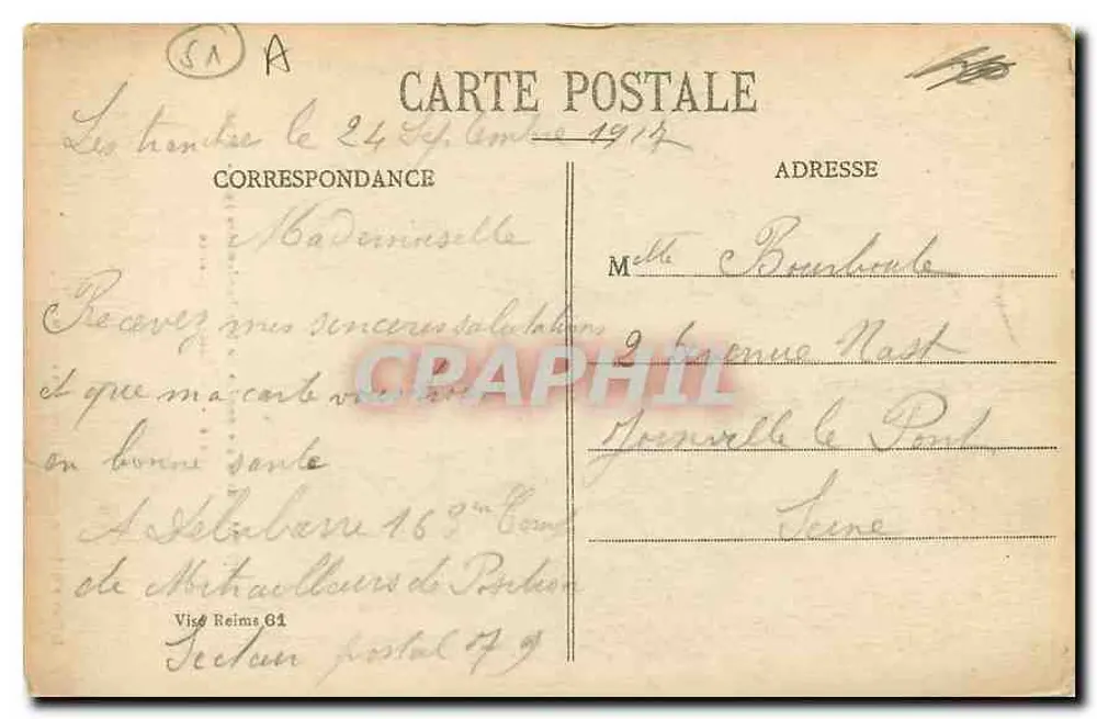 Reims — Straße Saint-Symphorien nach Bombardements 1914-15-16 — Sammlung G. Dubois, Reims - Rückseite