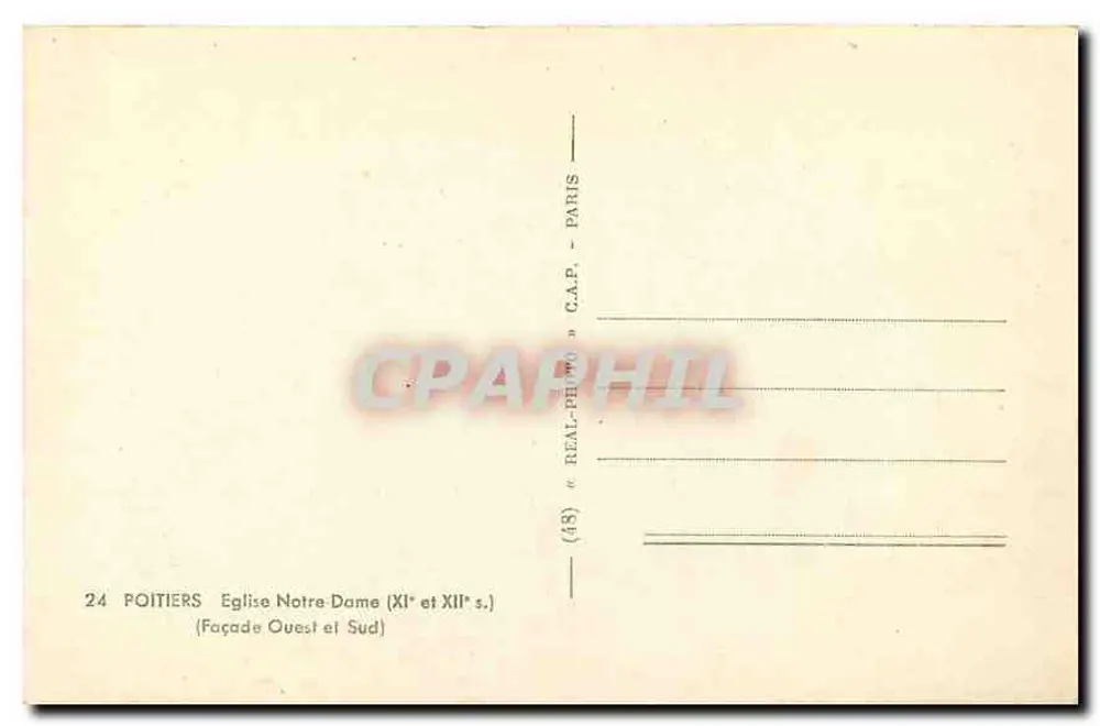 Poitiers — Kirche Notre-Dame (11. und 12. Jahrhundert) — C.A.P. (48) - Rückseite