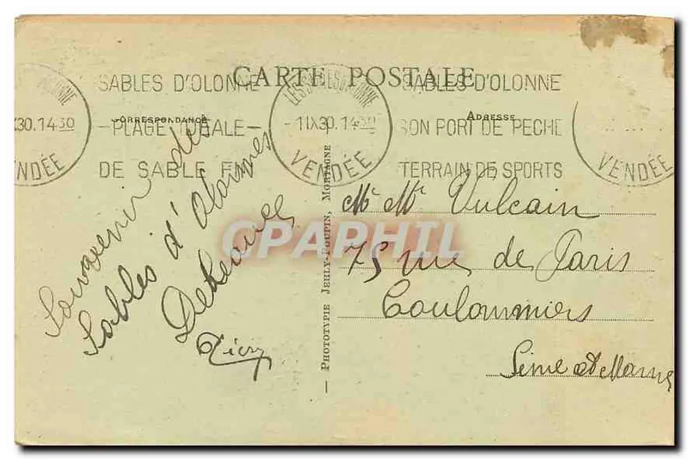 Les Sables-d'Olonne - Sablaise Moderna — Fototipia Jeilly-Feuillet, n°17 - Verso