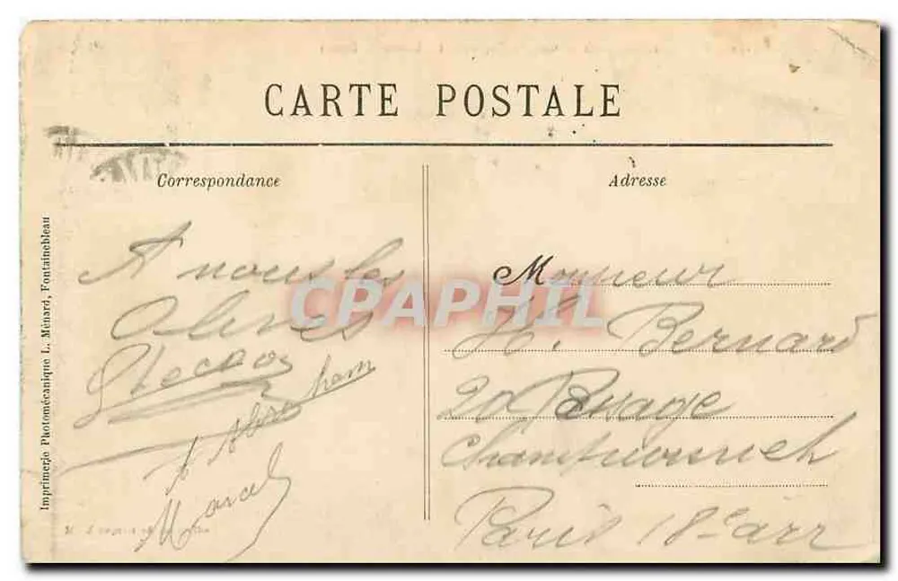 Forêt de Fontainebleau — Gorges d'Apremont — Entrée du Désert — Collection Artistique L. M. - Rückseite