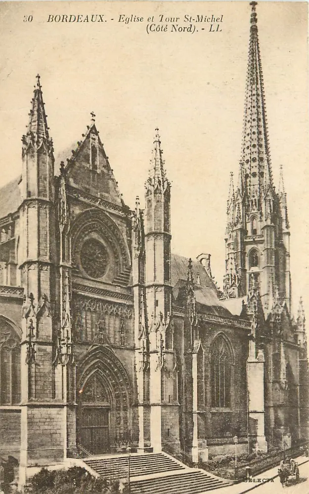Bordeaux - Kirche und Turm St-Michel (Nordseite) - LL - Vorderseite