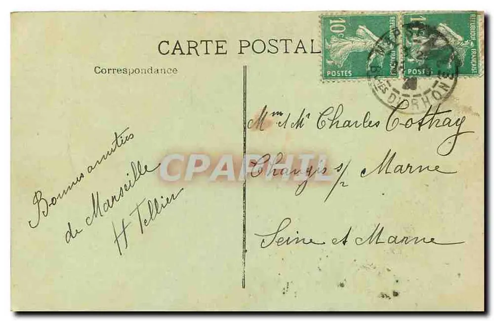 Marselha — O Palácio Longchamp — Editor: C. L. B. n° 103 - Verso