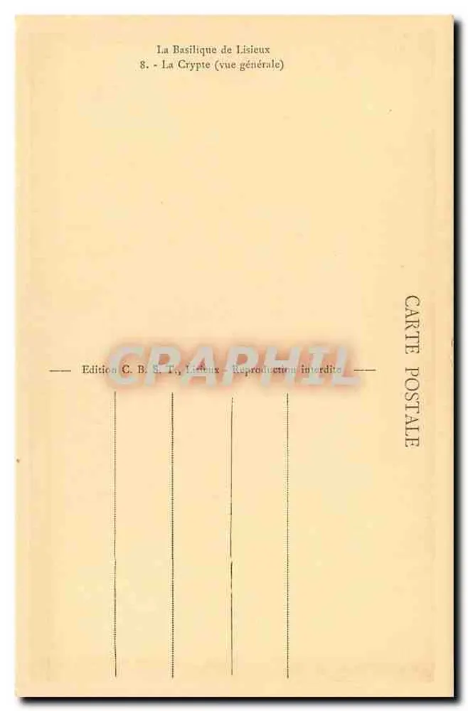 A Basílica de Lisieux — A Cripta (vista geral) — Edição C. B. S. T., Lisieux, n°8 - Verso