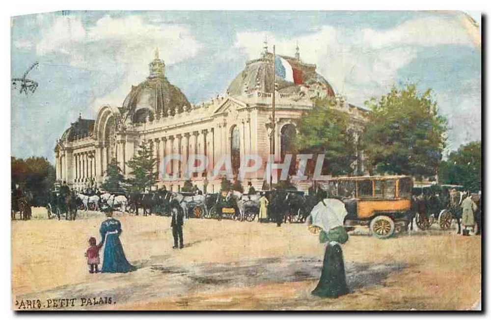 Paris. Petit Palais — vista do edifício com veículos e pedestres — editor Paris. Petit Palais, número de série não visível - Frente