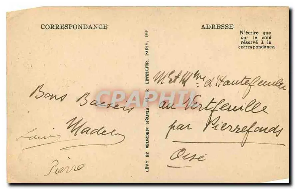 Quiberon — A Gruta de Kergroix — Editor Lévy et Neurdein, n°3 - Verso