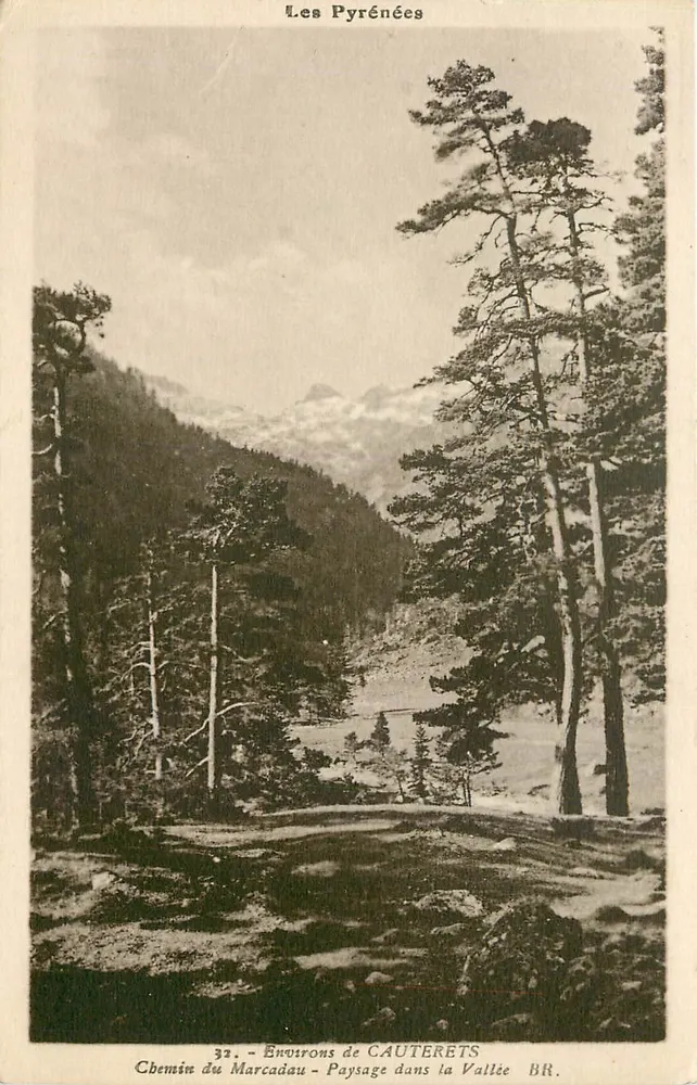 Landschaft in der Schlucht — Umgebung von CAUTERETS — Chemin du Marcadau — Blue Frères, Bordeaux, n°32 - Vorderseite
