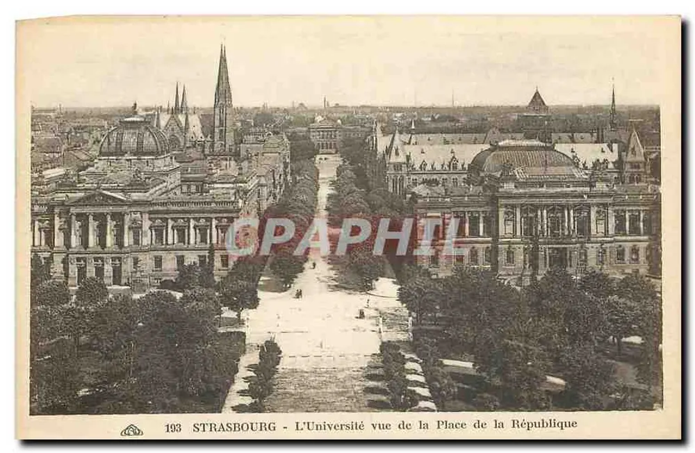 Strasbourg - Die Universität aus der Sicht der Place de la République — C° Alsacienne des Arts Photographiques, n° 193 - Vorderseite