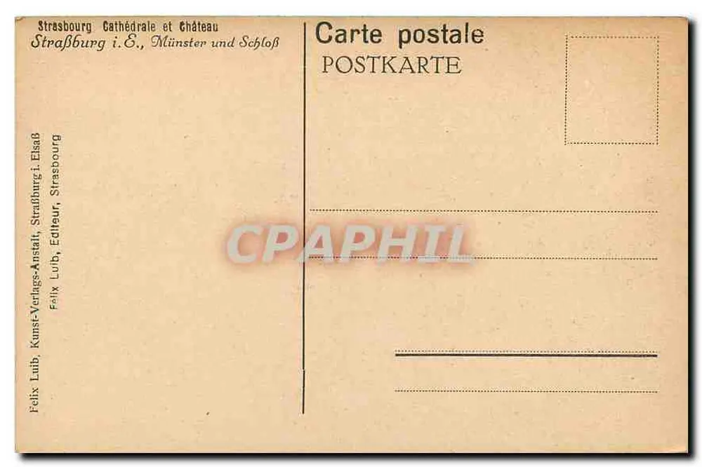 Strasbourg - Catedral e Castelo — Editor Felix Luib, Strasbourg - Verso