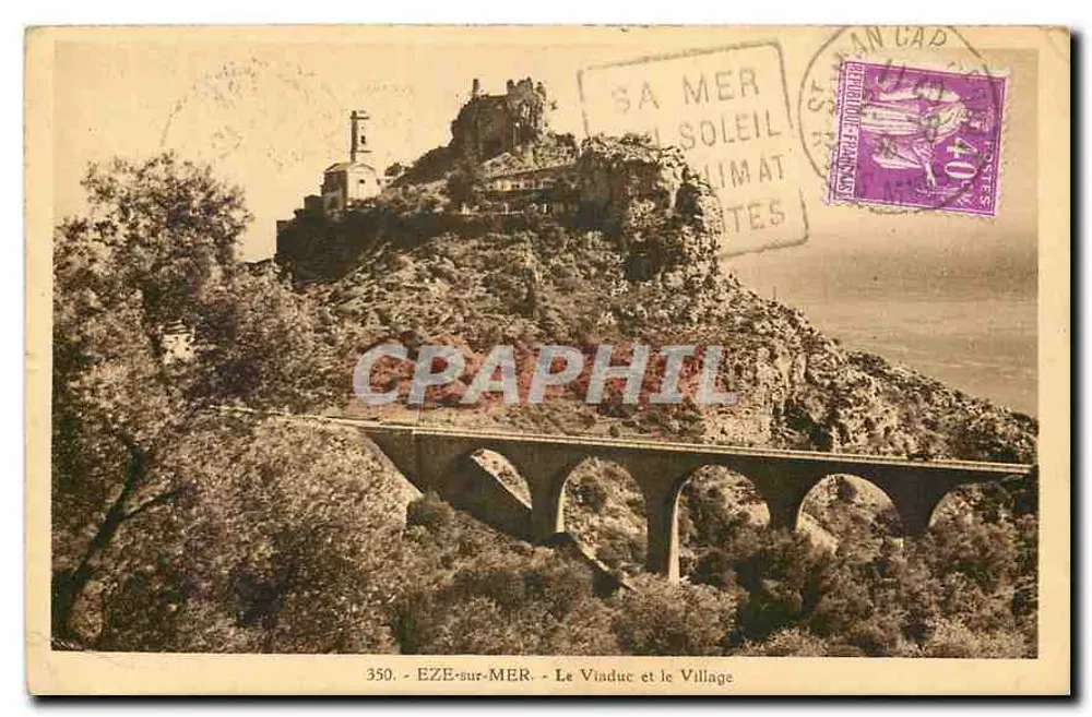 EZE-sur-MER - Le Viaduc et le Village — Édition La Cigogne, Monaco, n° 350 - Frente