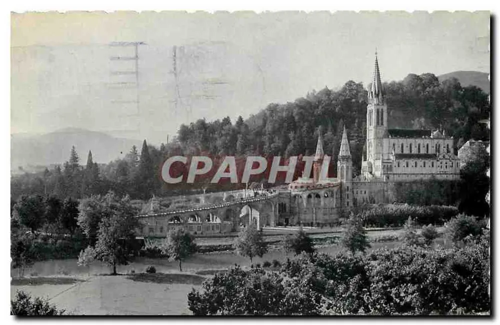 Lourdes — Vista da Basílica e do ponte — Edição Prat, n°44 - Frente