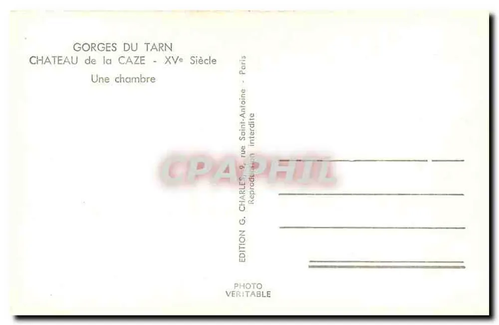 Chambre au Château de la Caze — Gorges du Tarn — XVe siècle - Verso