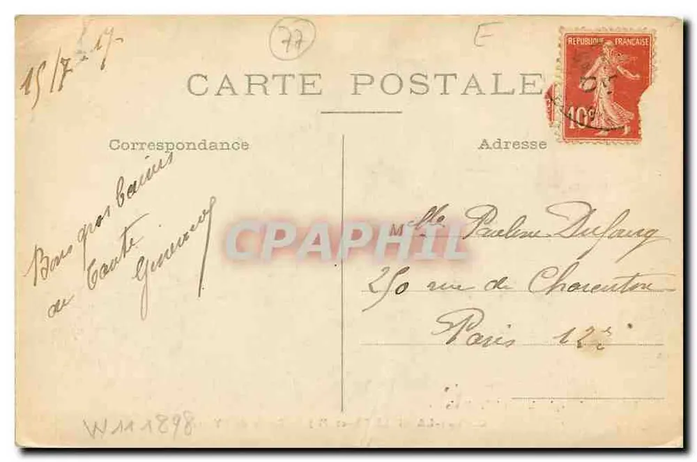 COMBS-LA-VILLE (S.-et-M) — Bordes del Yerres — Ed. Aucclin, droguería — L.H., París - Reverso