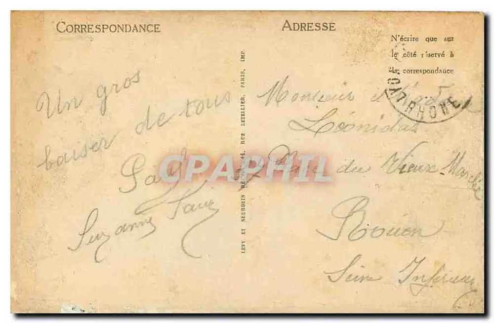 Souvenir de FOURVRIÈRE — collage de vistas panorâmicas e arquitetônicas — editor Levý e Neudien, Paris - Verso