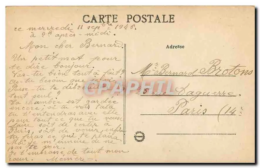 Palais de Fontainebleau — Façade sur le Parterre — Édition Jemappes - Verso