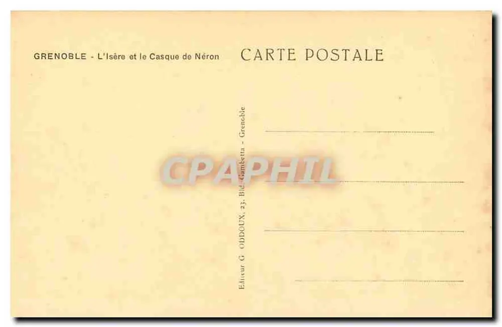 Grenoble - O rio Isère e o Monte Casque de Néron — Editor G. Oddoux, Grenoble - Verso