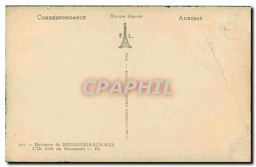 Insel der Gold auf Drammont — Umgebung von Boulogne-sur-Mer — Verlag Adria, Nr. 305 - Rückseite