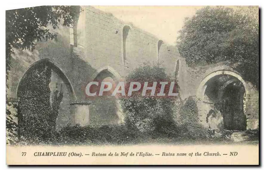 Champlieu (Oise) — Ruiny nawy kościoła — Wydawca Lévy et Neubüllin, Paryż, nr 77 - Awers