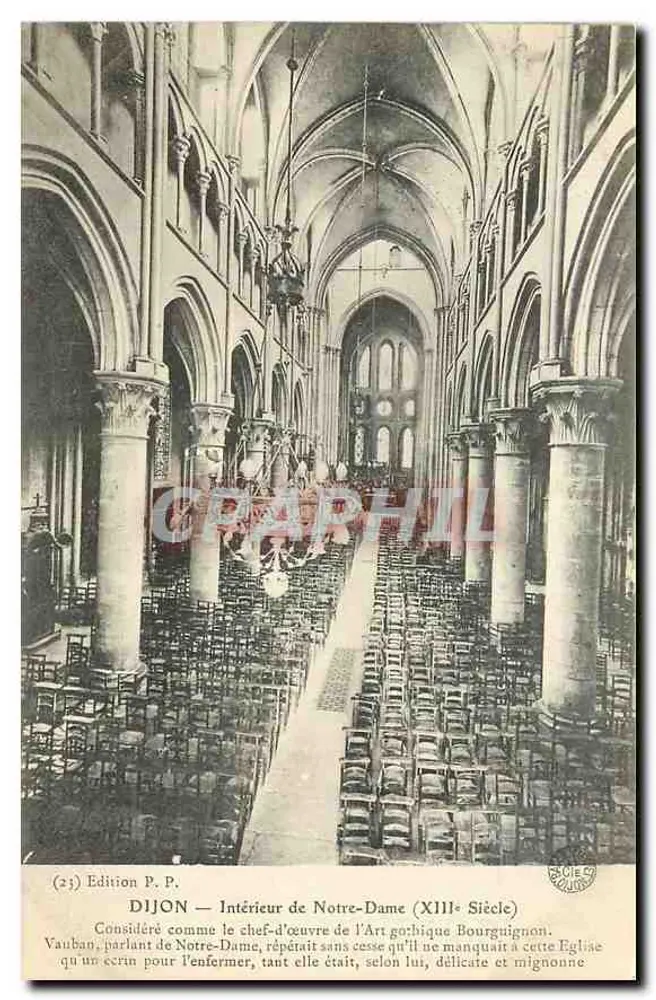Dijon — Interior da Catedral de Notre-Dame (Século XIII) — Edição P.P. - Frente