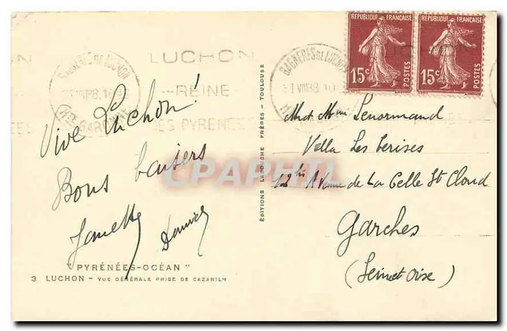 Luchon — Vue générale prise de Cazarily — Éditions Luchon - Verso