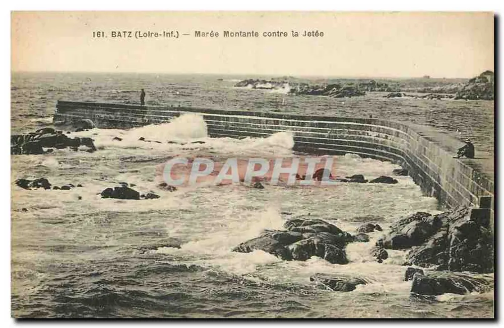 Batz (Loire-Inf.) — Marée Montante contre la Jetée — F. Chapin, Imp.-Edil., Nantes - Recto