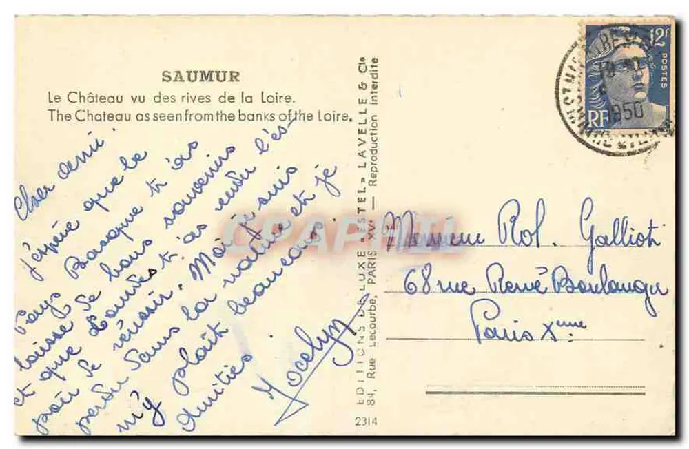 Saumur — Le Château vu des rives de la Loire — Estel - Verso