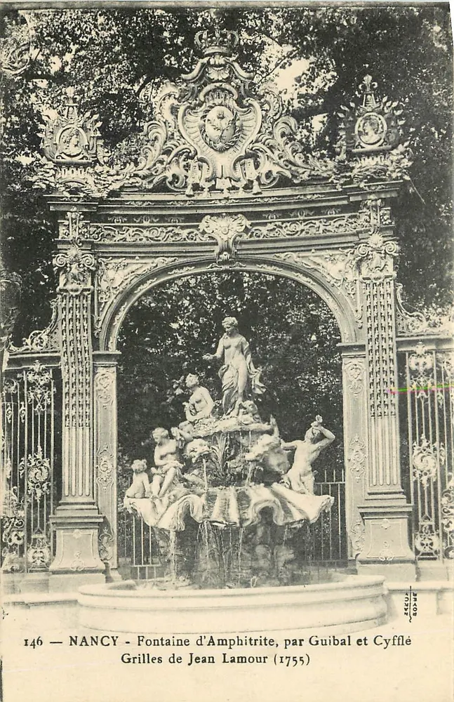NANCY — Fontäne der Amphitrite, von Guibal und Cyfflé (1755) - Vorderseite