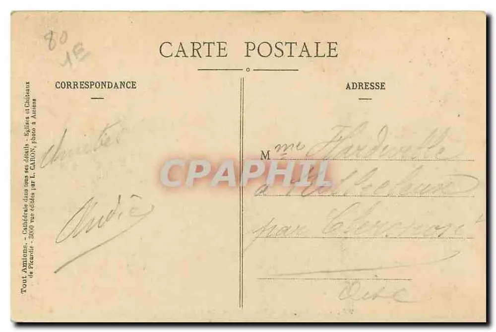 Amiens — O Museu da Picardia — editor L. C. (Plaques Supra) - Verso