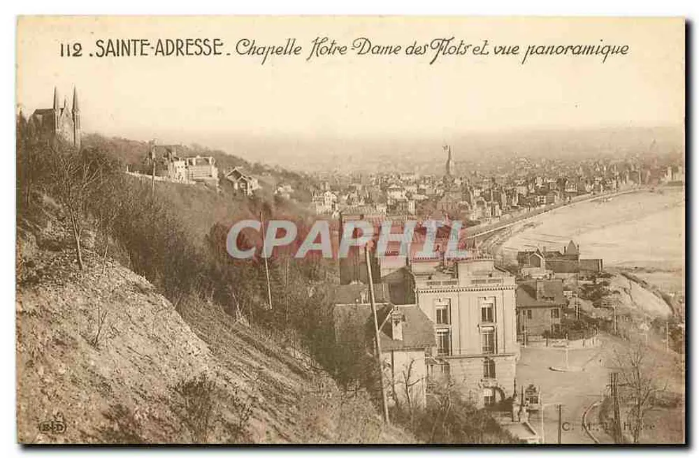 Sainte-Adresse. Kapelle Notre Dame des Flots und Panoramablick — C. M. T. Halle, Nr. 112 - Vorderseite