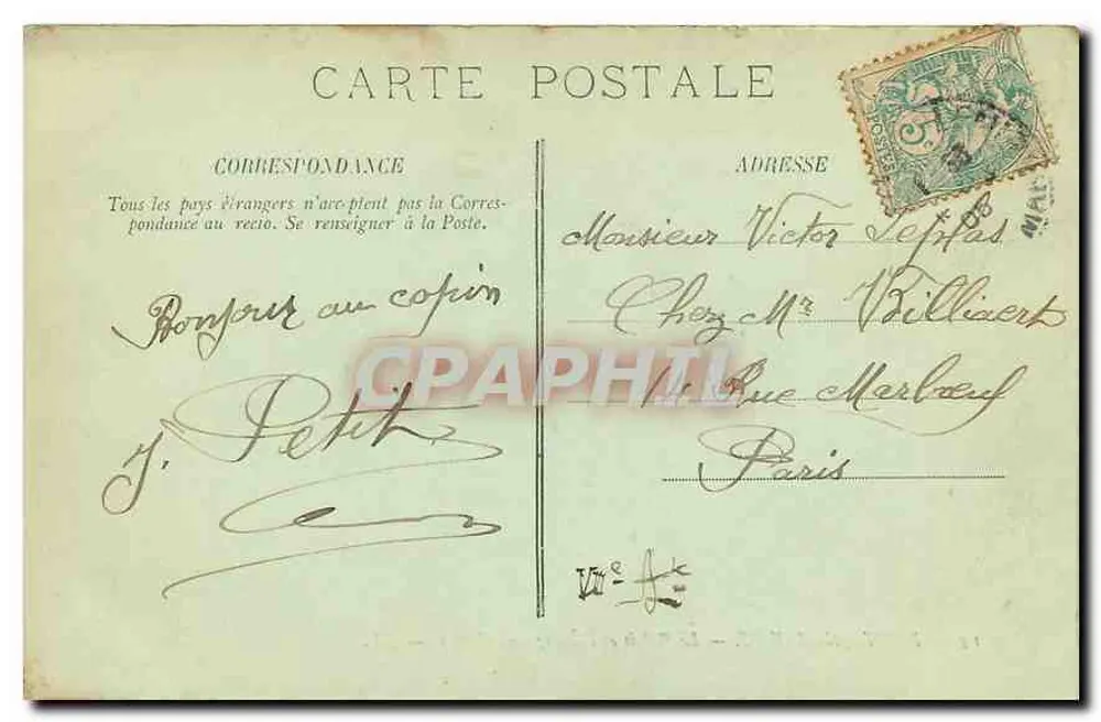 Fontainebleau — Le Palais et l'Étang aux Carpes — LL. — N° 14 - Verso