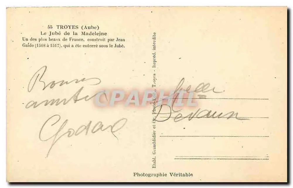 El Jubé de la Madeleine — Troyes (Aube) — Editor Devaun - Reverso