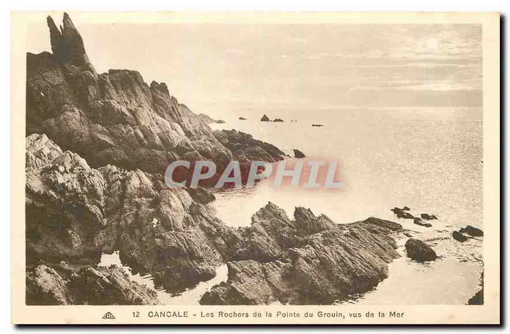 Cancalé - Die Felsen der Pointe du Grouin, von der See gesehen — n°12 — Verlag: A. Streteour - Vorderseite