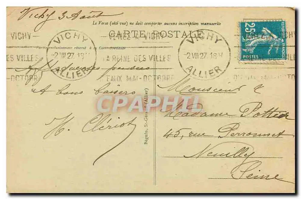 Vichy - A Ponte sobre o Allier — editor Vichy, n° 420 - Verso