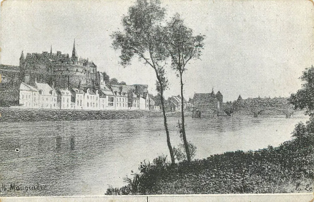 Vue de la Loire à Maugues — H. Mauguières - Recto
