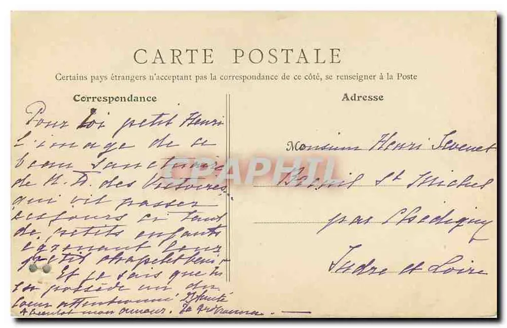 Notre-Dame-des-Victoires di Parigi — statua della Vergine con il Bambino — editore non identificato - Verso