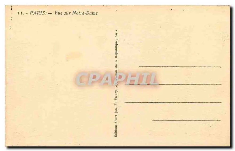 Nossa Senhora de Paris — Vista da catedral — Edições d'Art Jan - Verso