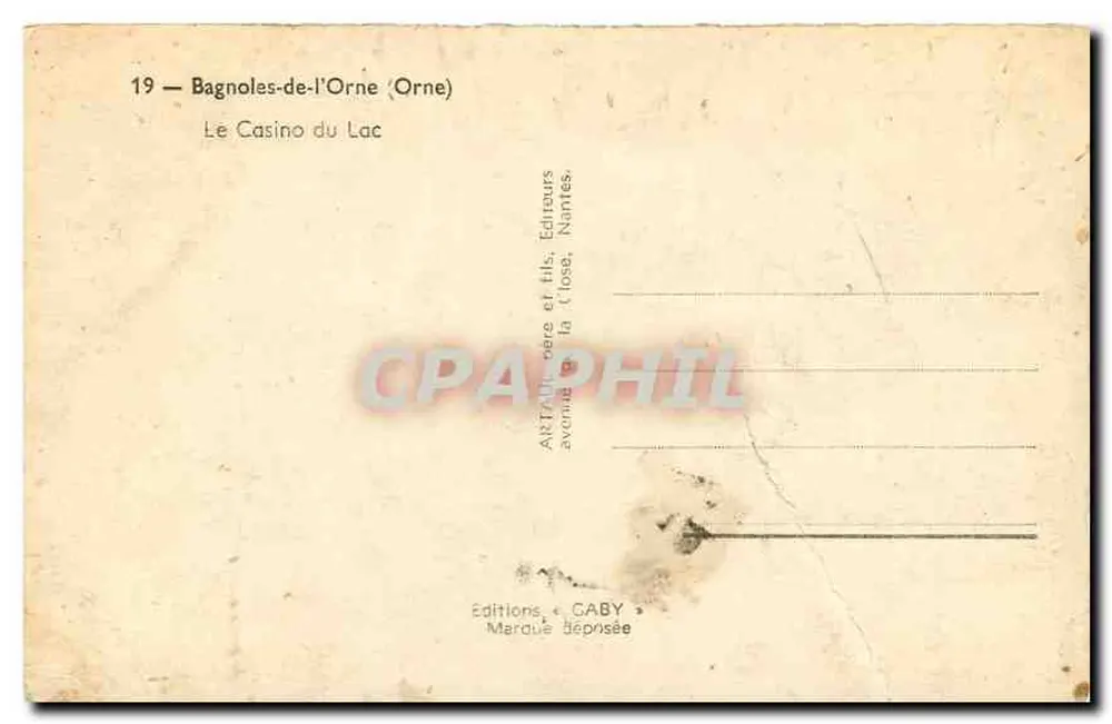 Bagnolles-de-l'Orne — Le Casino du Lac — Éditions Gaby - Verso