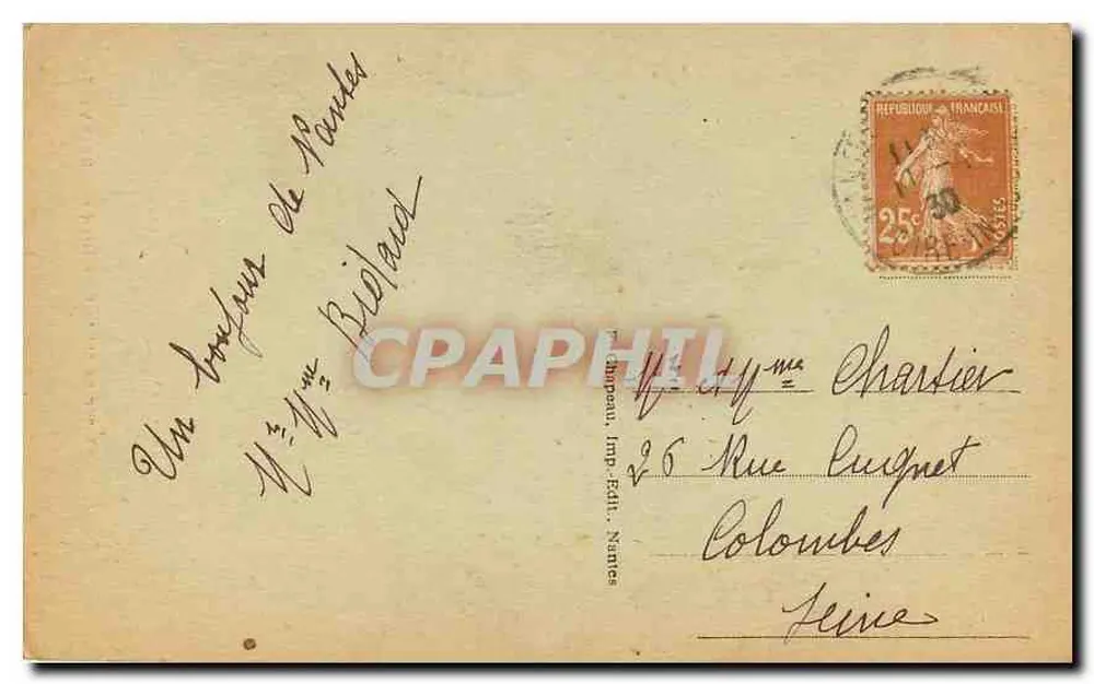 NANTES — Pórtico do Palácio de Justiça — Chappoen, Imp. Edi. Nantes, n°691 - Verso