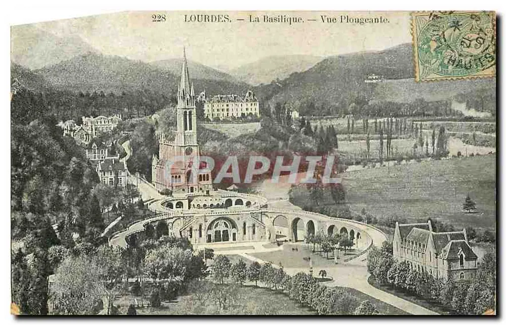 LOURDES — A Basílica — Vista Plongeante — Graphphil, n° 228 - Frente