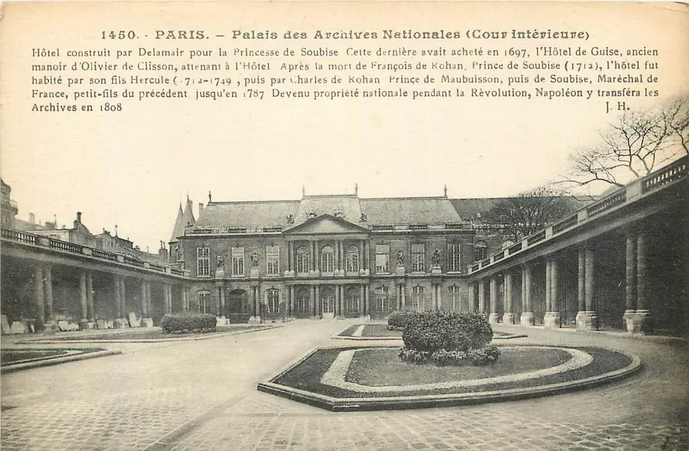 Paris — Palais des Archives Nationales (Cour intérieure) — J.H. éditeur - Recto