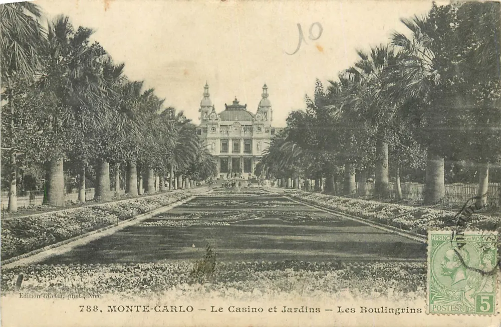 Monte-Carlo — Das Casino und die Gärten — Les Boulingrins — Edition Gilletta, phot., Nice, n° 788 - Vorderseite