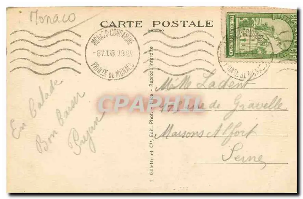 Monte-Carlo — O Casino — L. Gilletta e Cie, Editora, n° 762 - Verso