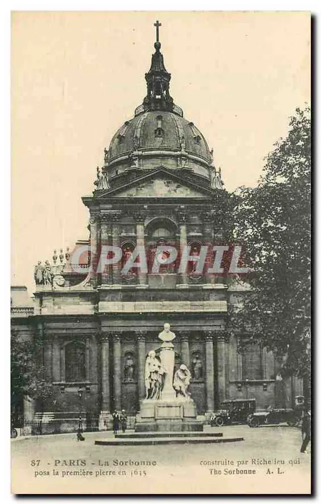 Paris - A Sorbonne — construída por Richelieu, primeira pedra em 1615 — A. L. n° 87 - Frente